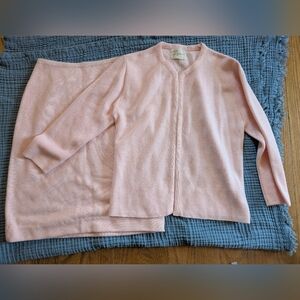 Vintage Edinboro Knitters Ltd Pink Skirt And Sweater Set
